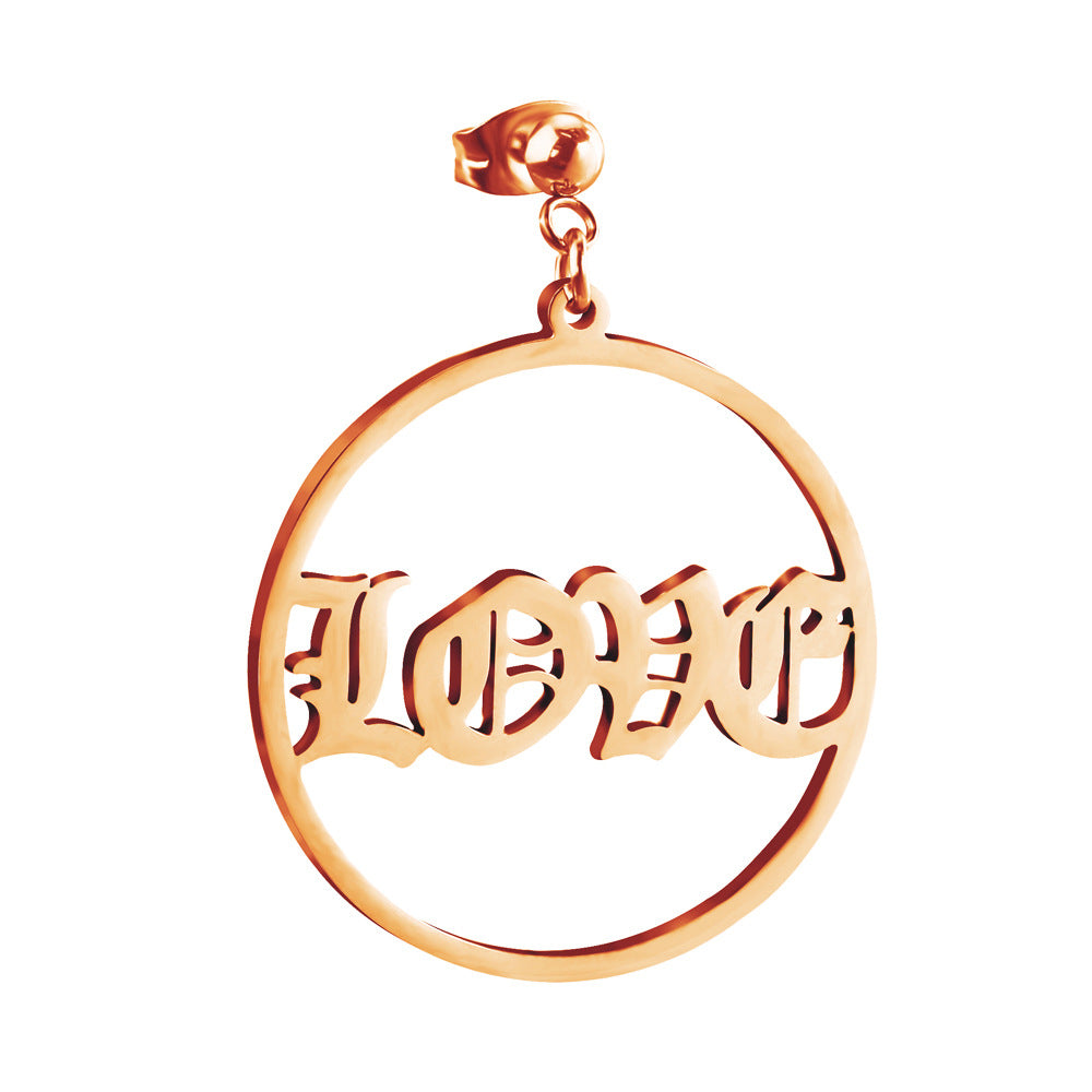 English Round Earrings Creative Personality Cute Women's Earrings Versatile Jewelry Earrings