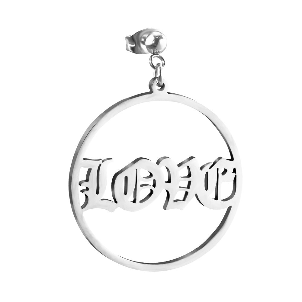 English Round Earrings Creative Personality Cute Women's Earrings Versatile Jewelry Earrings