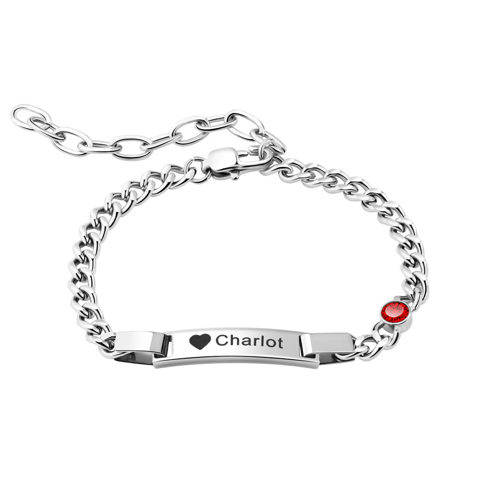 European and American children's personalized lettering with birthstone bracelet  new titanium bracelet jewelry
