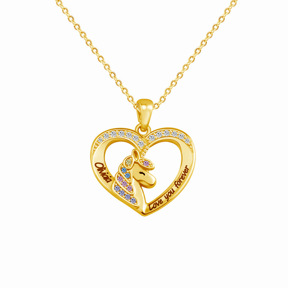 Mother's Day gifts, copper material necklaces, European and American fashion, personality, creative unicorn necklaces, female letter pendant jewelry