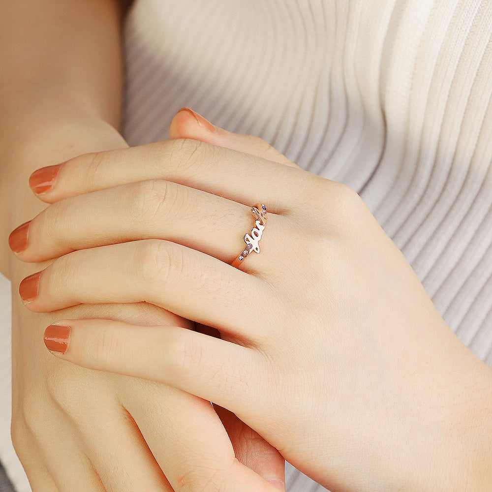 Cold Wind Index Finger Ring, 12th Birthstone Ring, Internet Red, Japanese and Korean Titanium Steel, Simple Ins Tail Ring, Niche Open Ring