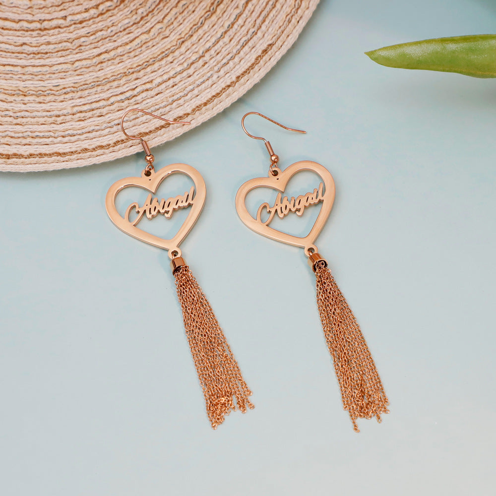 European and American fashion temperament long tassel earrings, women's versatile earrings, hipster personality into the ear stud jewelry