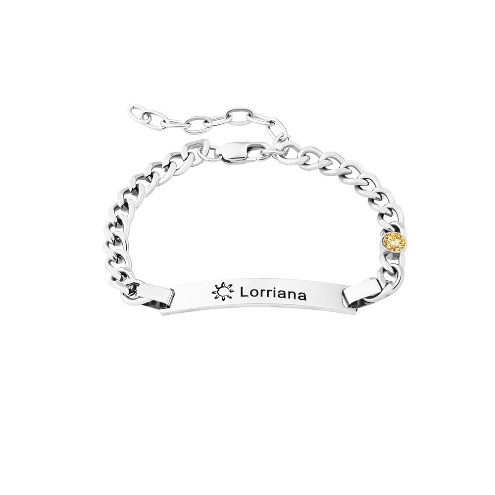 European and American children's personalized lettering with birthstone bracelet  new titanium bracelet jewelry