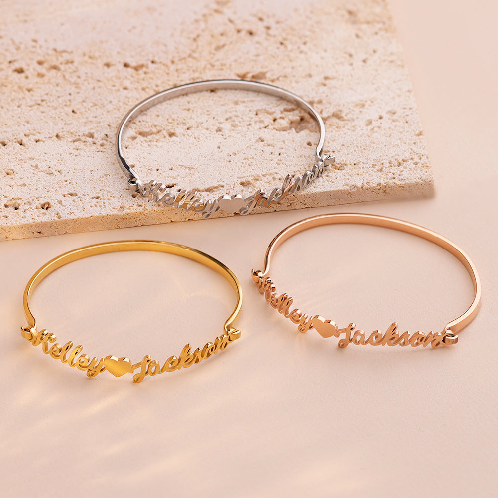 custom cut name bracelet fashion versatile women's stainless steel fashion versatile couple series bracelet