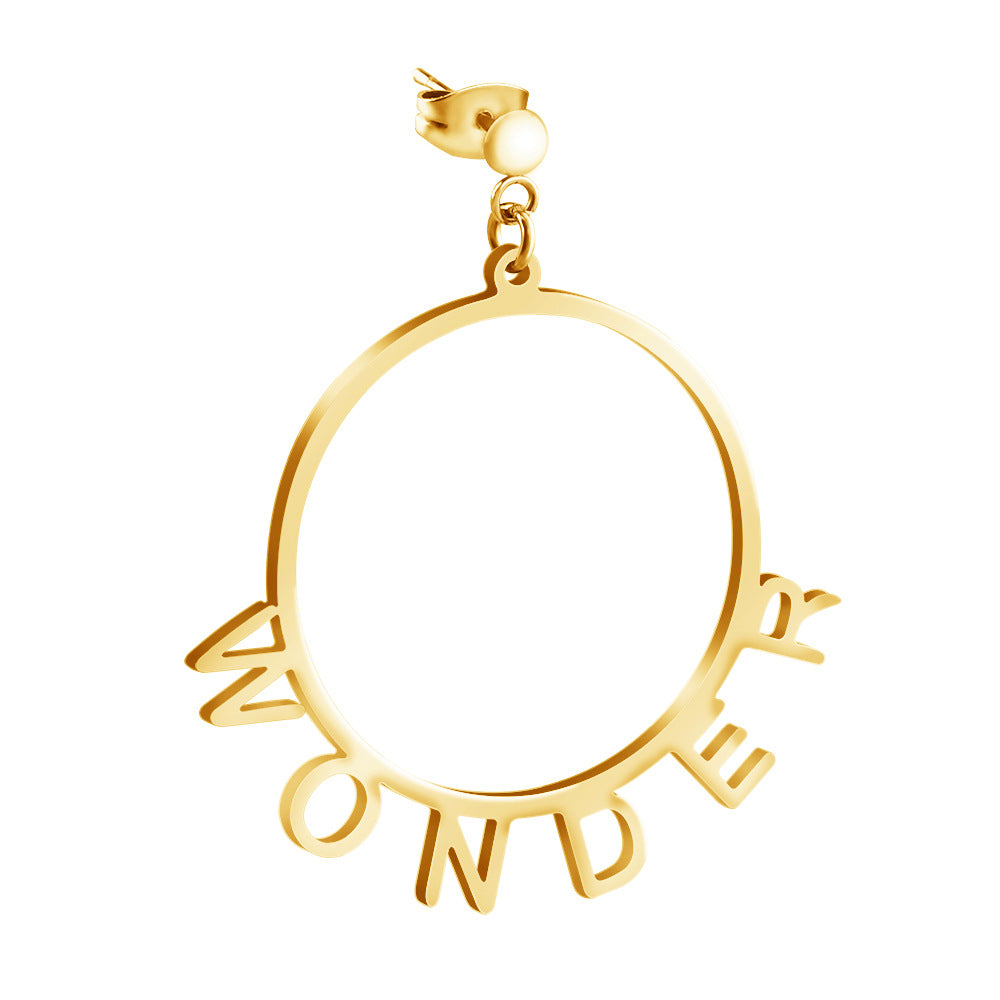 MOM  spot fashion versatile everyday letter hoop earrings niche design trend women's earrings