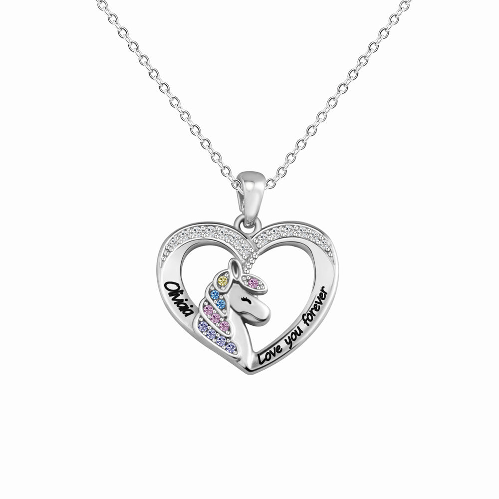 Mother's Day gifts, copper material necklaces, European and American fashion, personality, creative unicorn necklaces, female letter pendant jewelry
