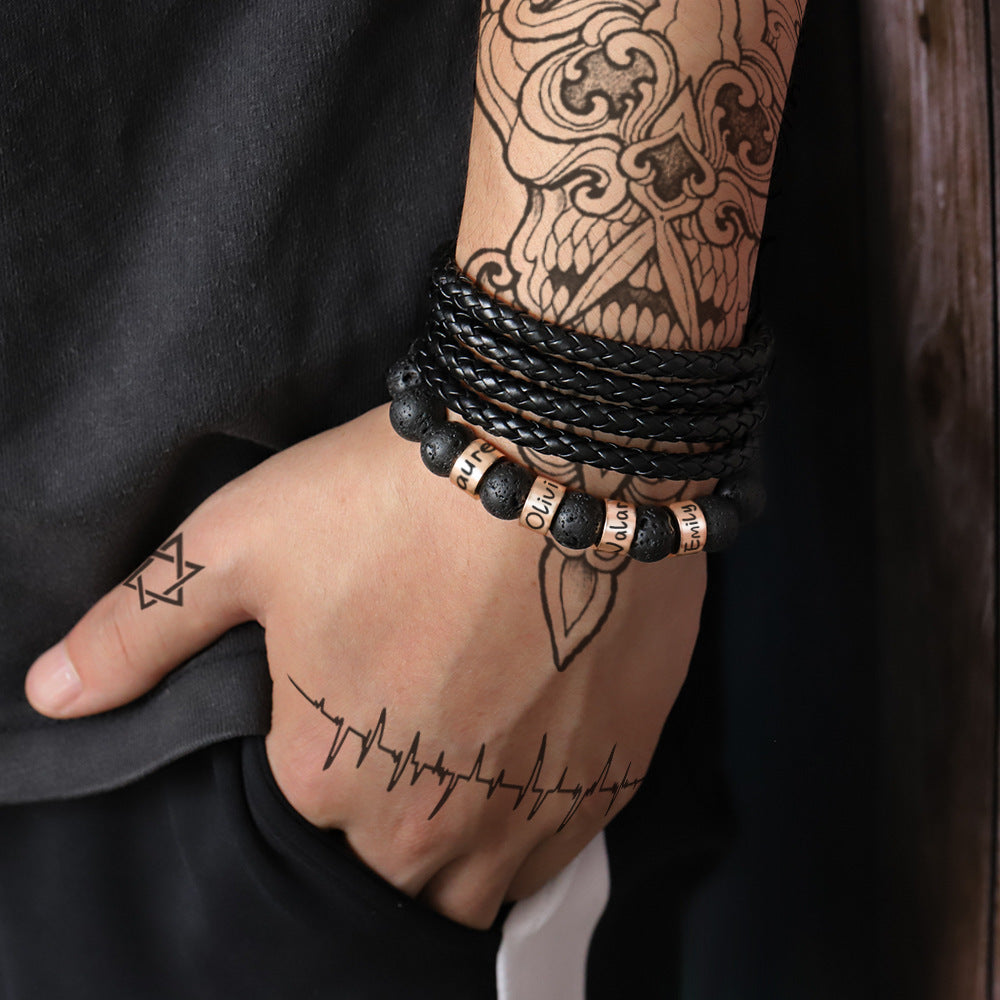 father's day letter bracelet men's personality vintage accessories engraved beading diy bracelet bracelet wholesale