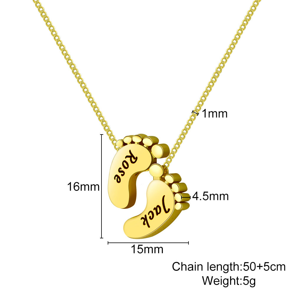 Gold lettering small thick foot necklace silver clavicle necklace can be engraved content: Valentine's Day girlfriend pendant