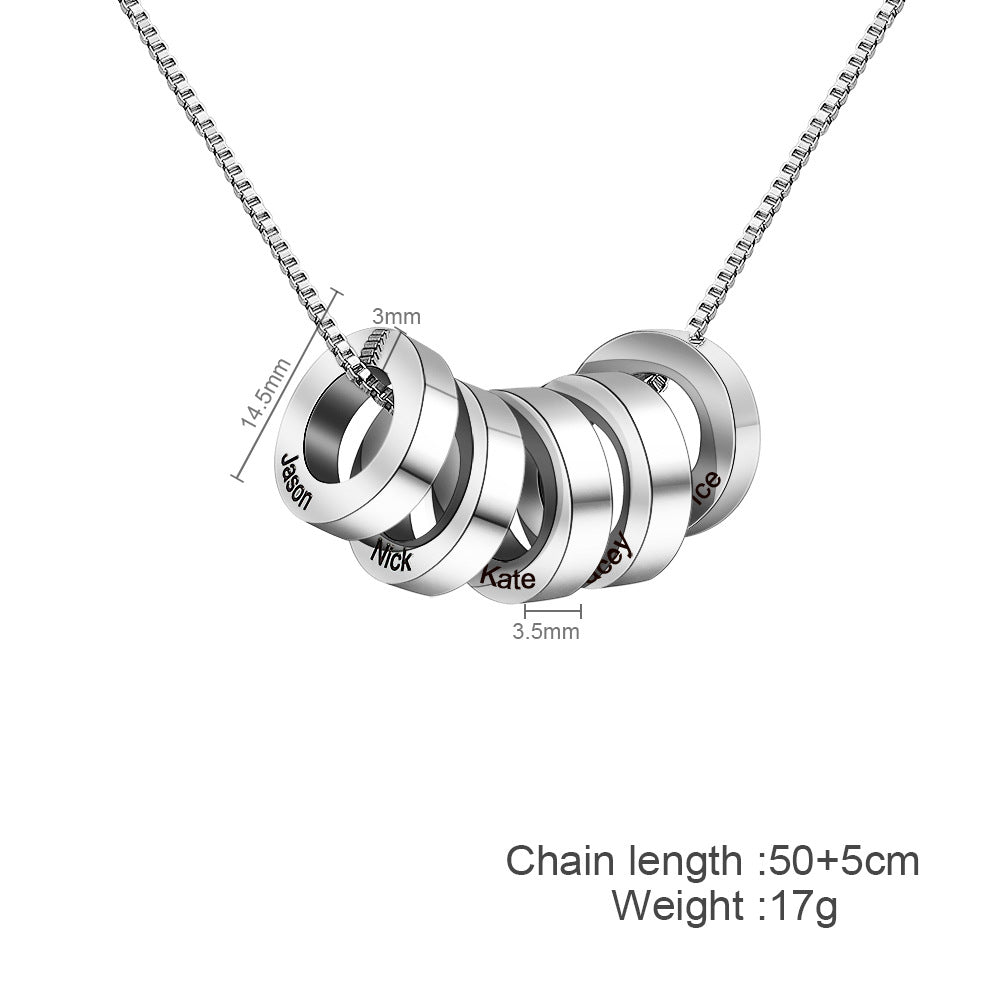 New personality beaded engraved name necklace pendant European and American men's tide silver box chain men's pendant
