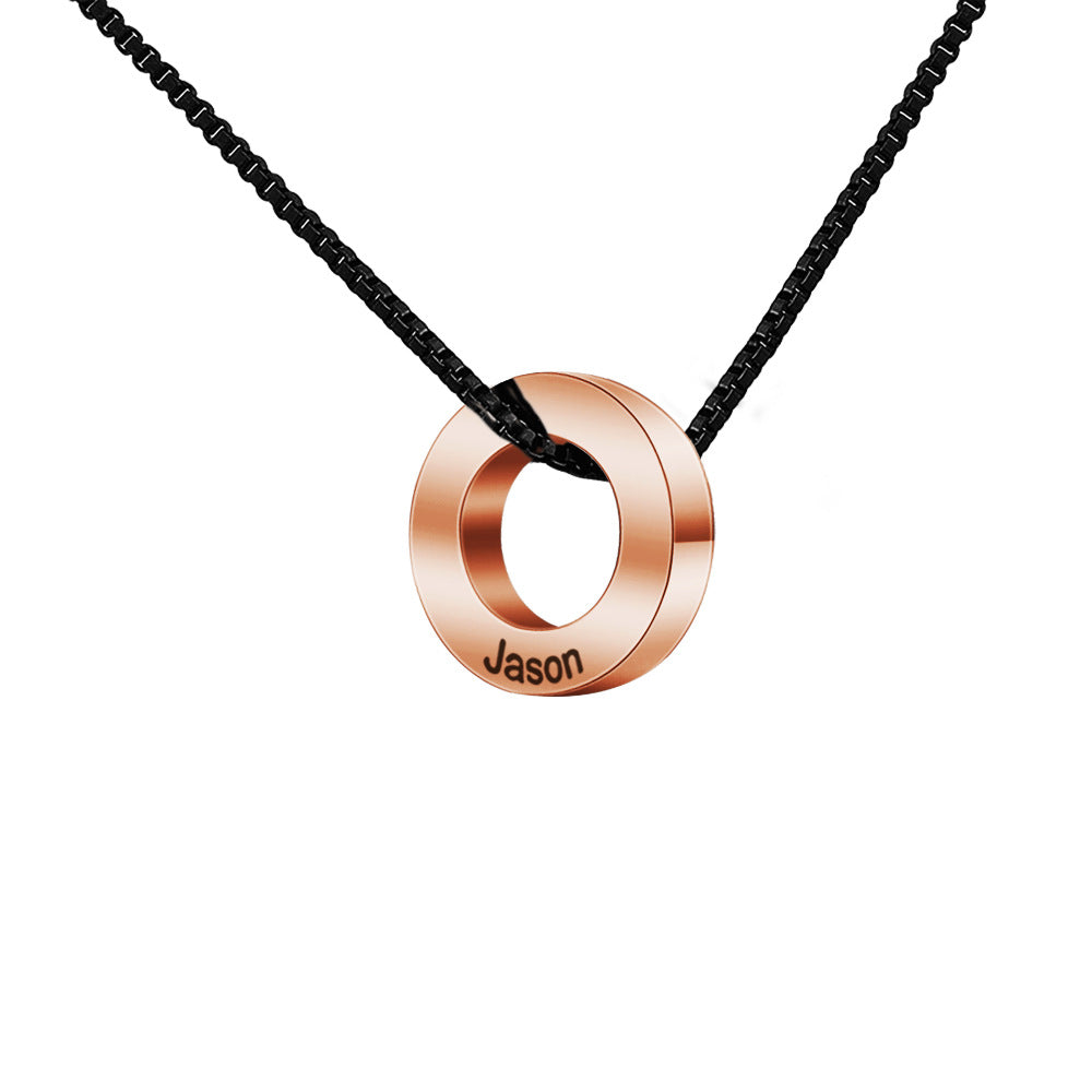 New personality beaded engraved name necklace pendant European and American men's tide silver box chain men's pendant