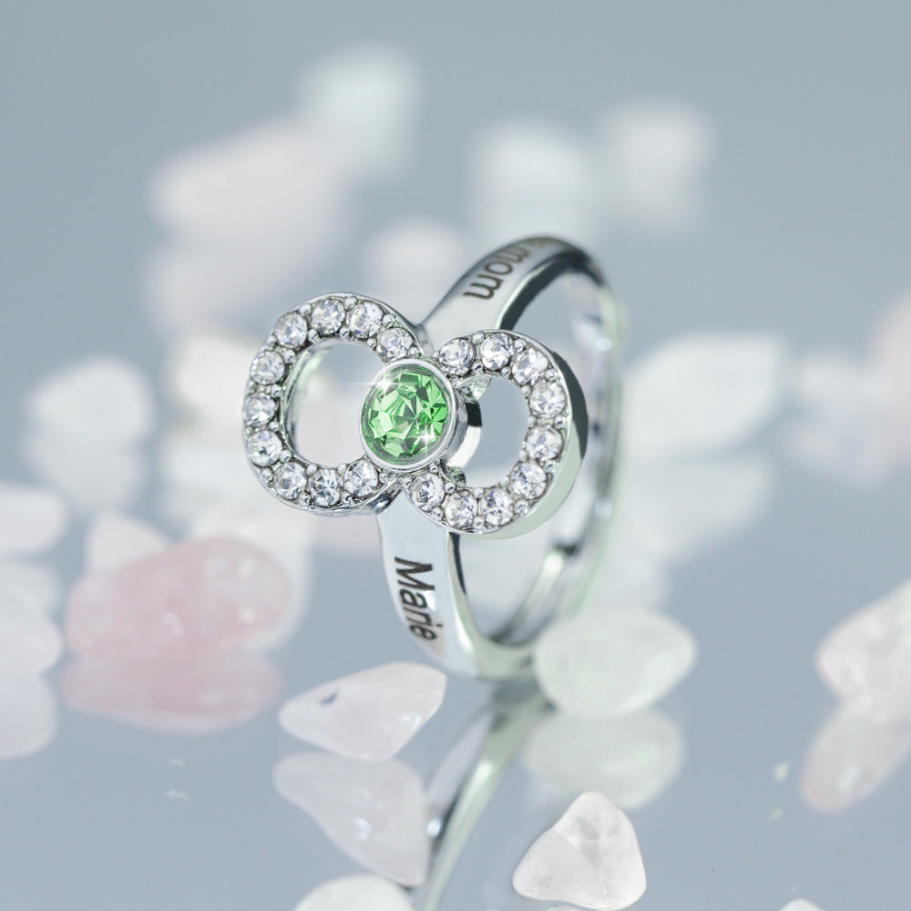 Independent station source, mother's gift, diamond, engraved name ring, material, personality, DIY women's jewelry, hand jewelry