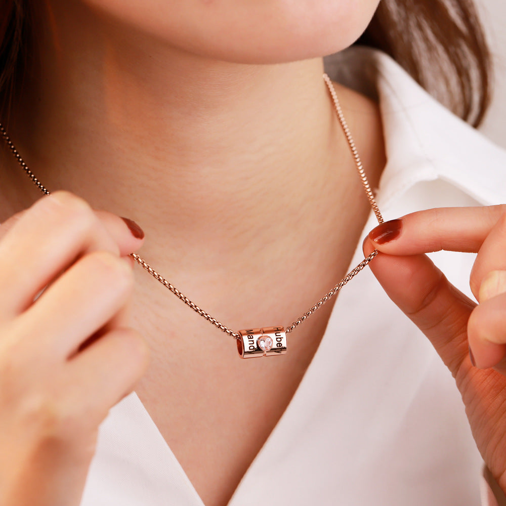 European and American  non-fading copper material, fashionable temperament, versatile women's necklace, engraved name pendant