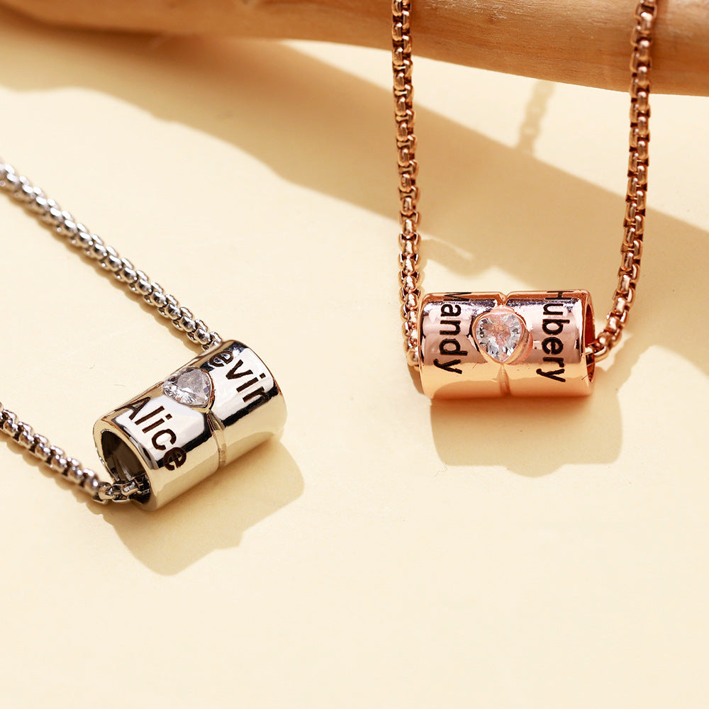 European and American  non-fading copper material, fashionable temperament, versatile women's necklace, engraved name pendant