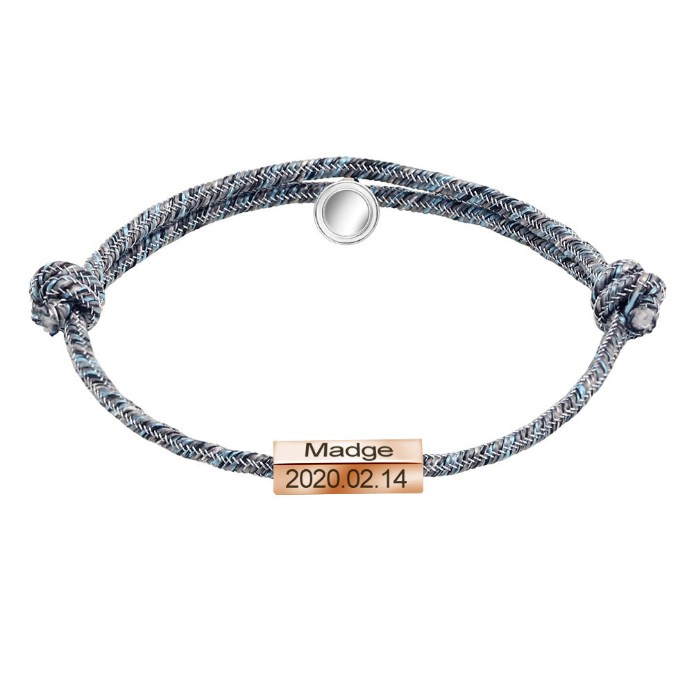 European and American  personality DIY engraved name weaving bracelet letter magnetic couple bracelet niche sense bracelet