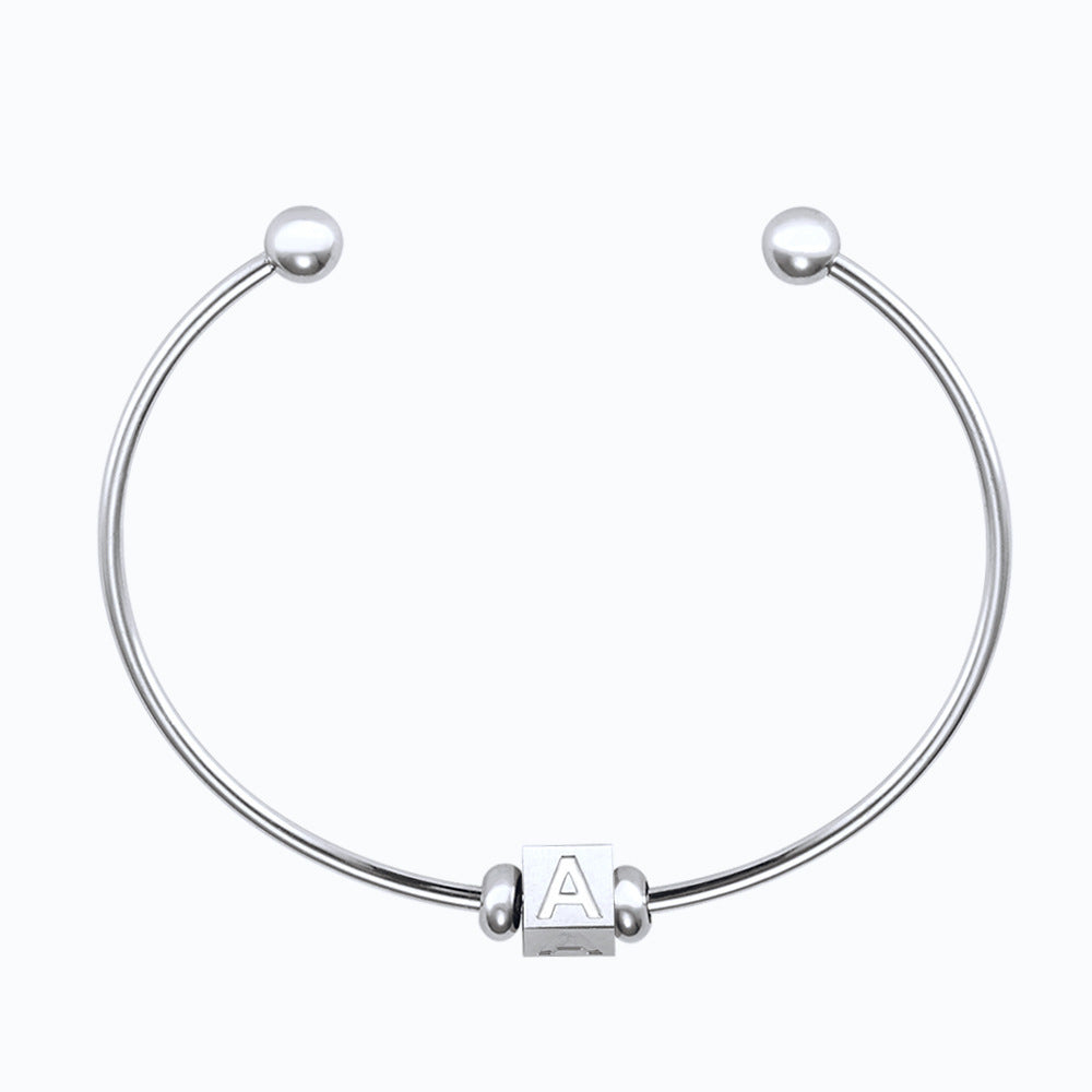 New stainless steel threaded mouth detachable activity bracelet DIY three-dimensional 24 English letter beaded bracelet