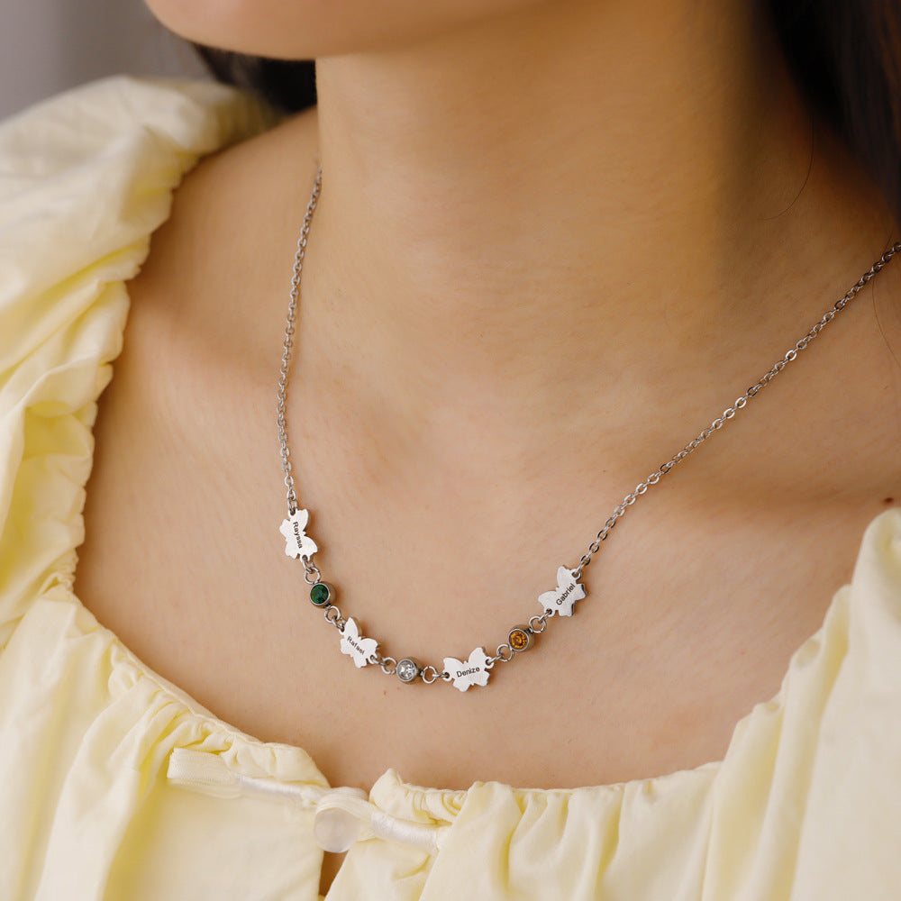 four-leaf clover lettering necklace women's  butterfly foot flower element birthstone bracelet