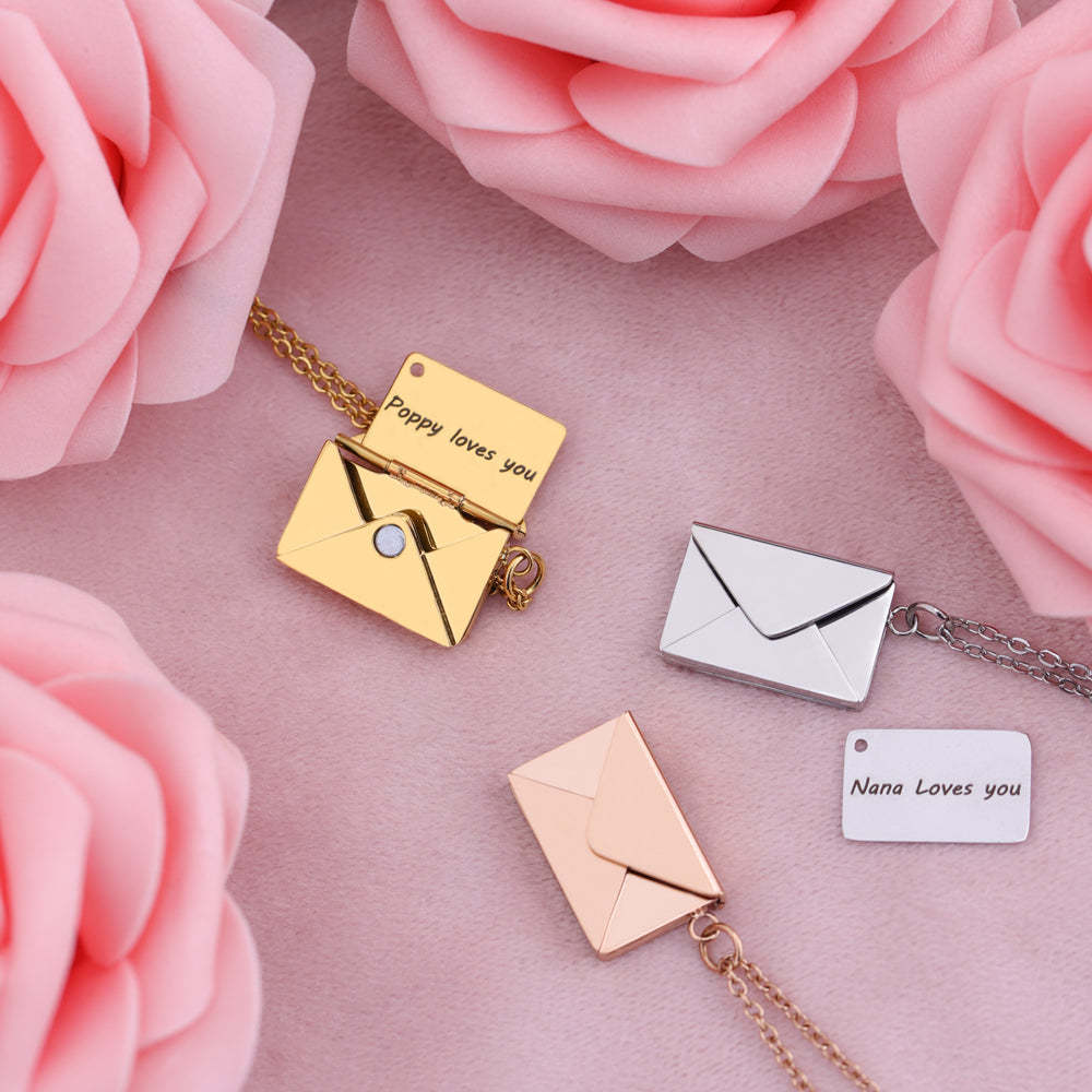 European and American valentine's day gift envelope necklace can be DIY lettering necklace women's fashion titanium silver clavicle chain pendant