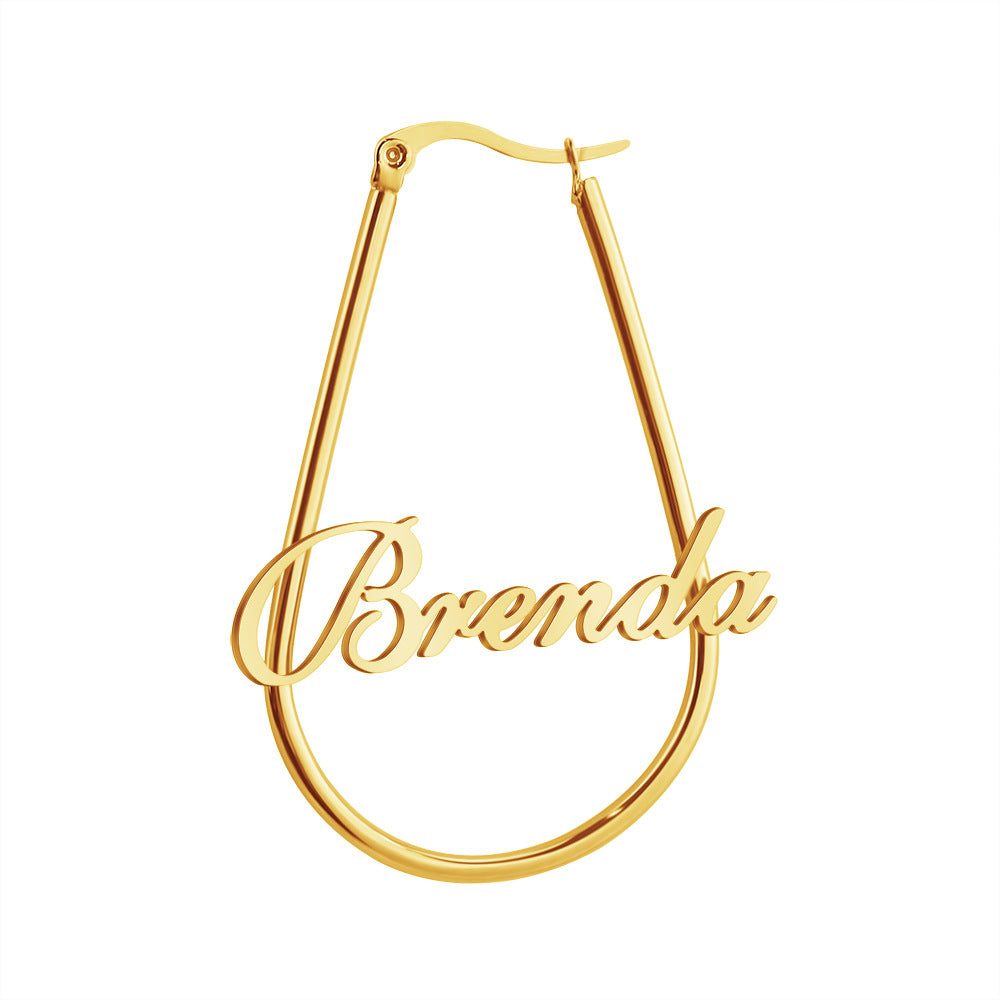 European and American Brenda U-shaped name earrings women's tide personality DIY English temperament earrings silver jewelry
