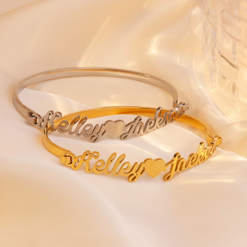 custom cut name bracelet fashion versatile women's stainless steel fashion versatile couple series bracelet