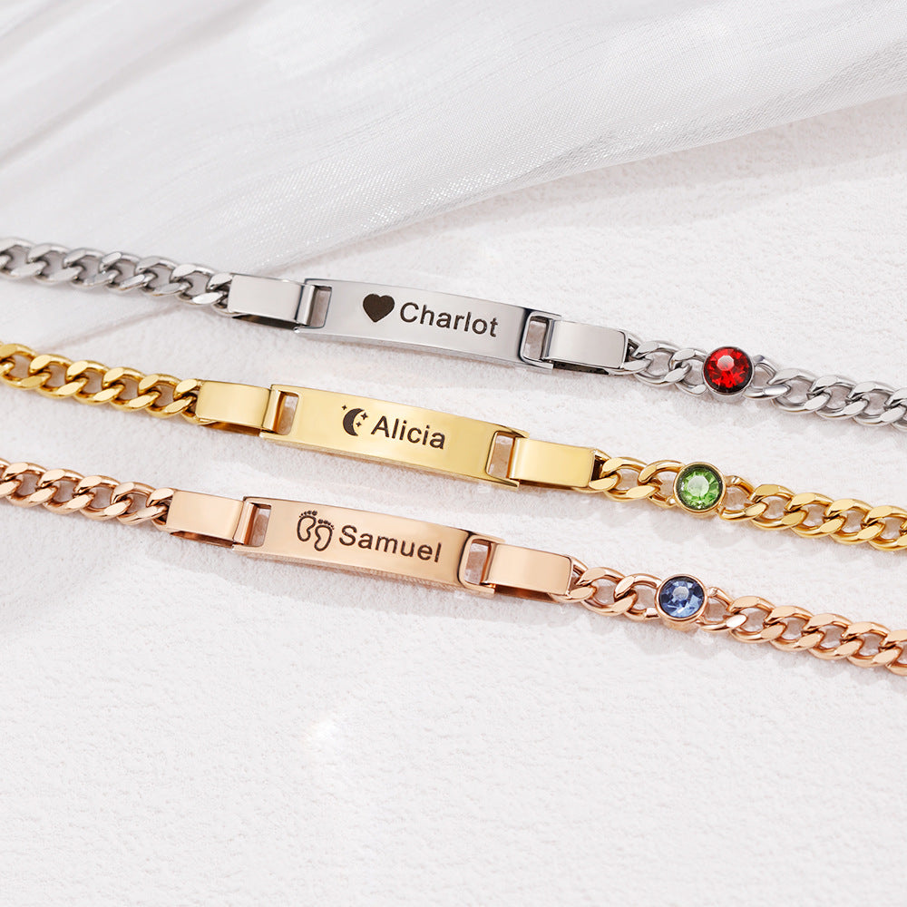 European and American children's personalized lettering with birthstone bracelet  new titanium bracelet jewelry
