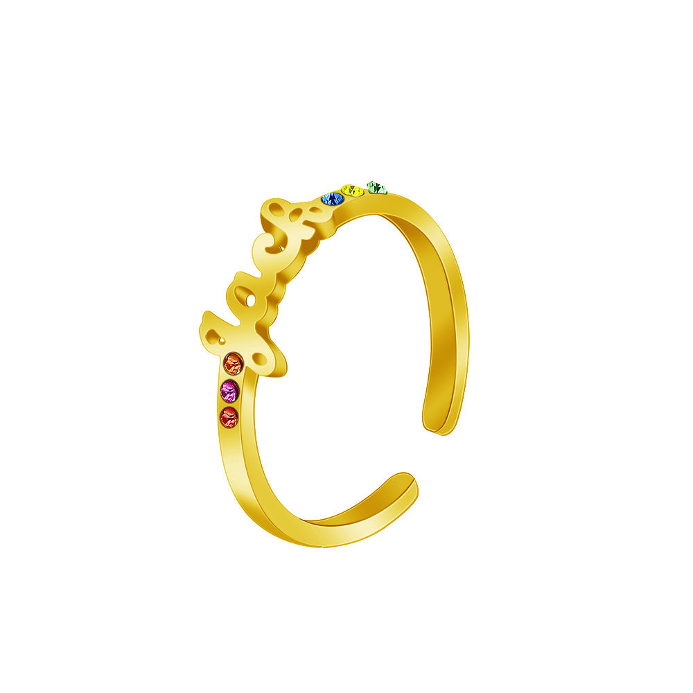 Cold Wind Index Finger Ring, 12th Birthstone Ring, Internet Red, Japanese and Korean Titanium Steel, Simple Ins Tail Ring, Niche Open Ring