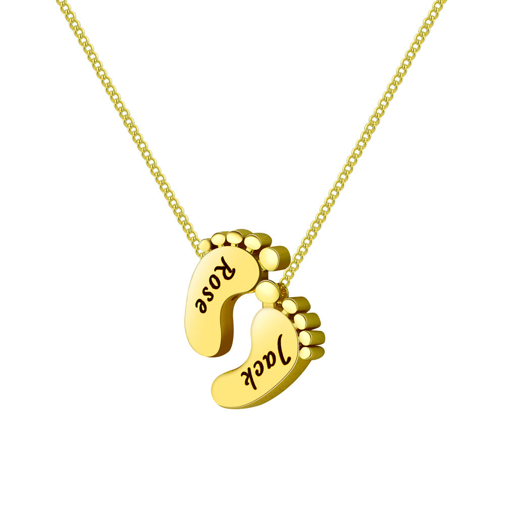 Gold lettering small thick foot necklace silver clavicle necklace can be engraved content: Valentine's Day girlfriend pendant