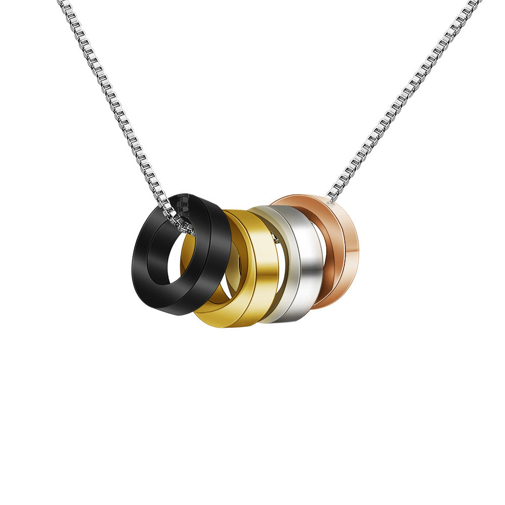 New personality beaded engraved name necklace pendant European and American men's tide silver box chain men's pendant