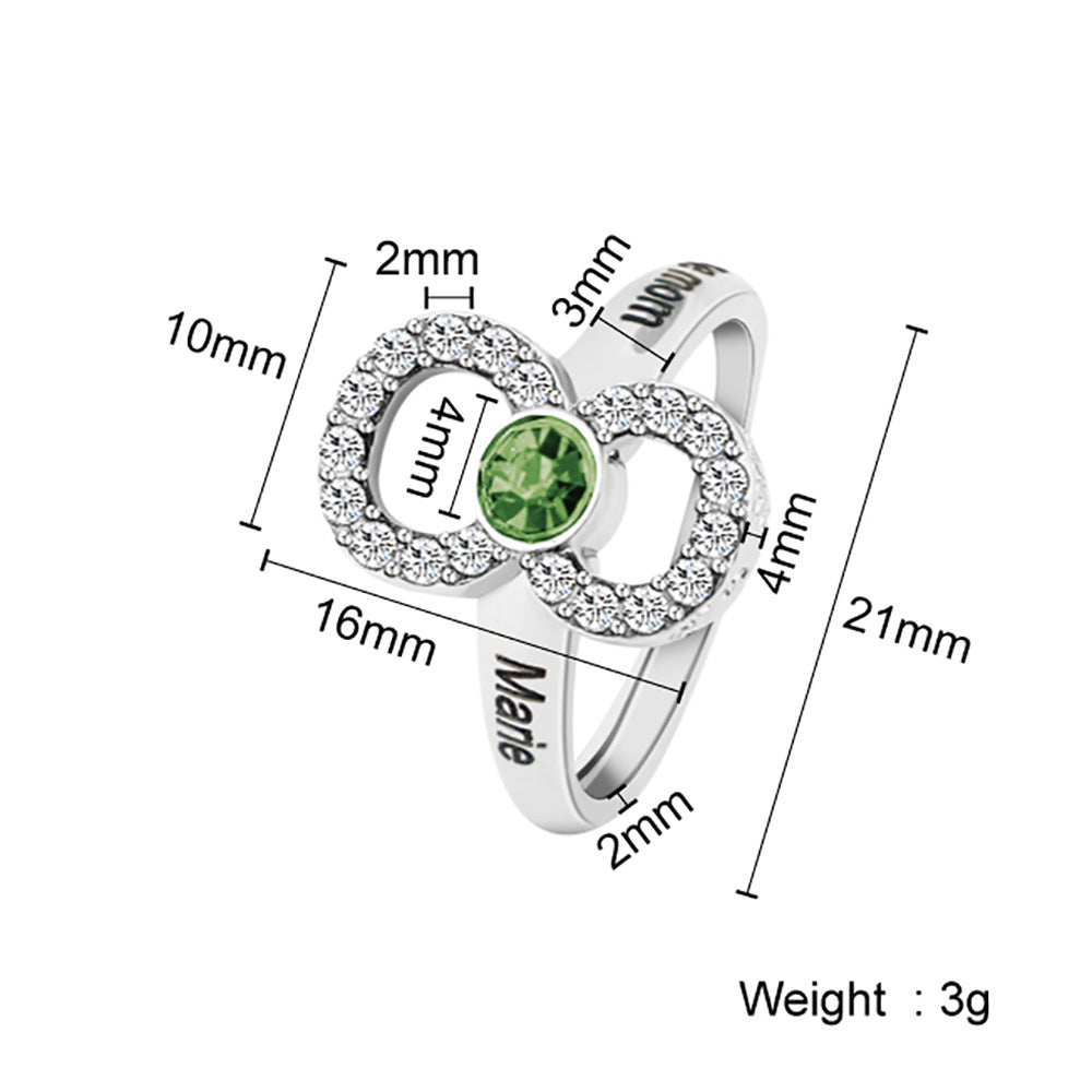 Independent station source, mother's gift, diamond, engraved name ring, material, personality, DIY women's jewelry, hand jewelry