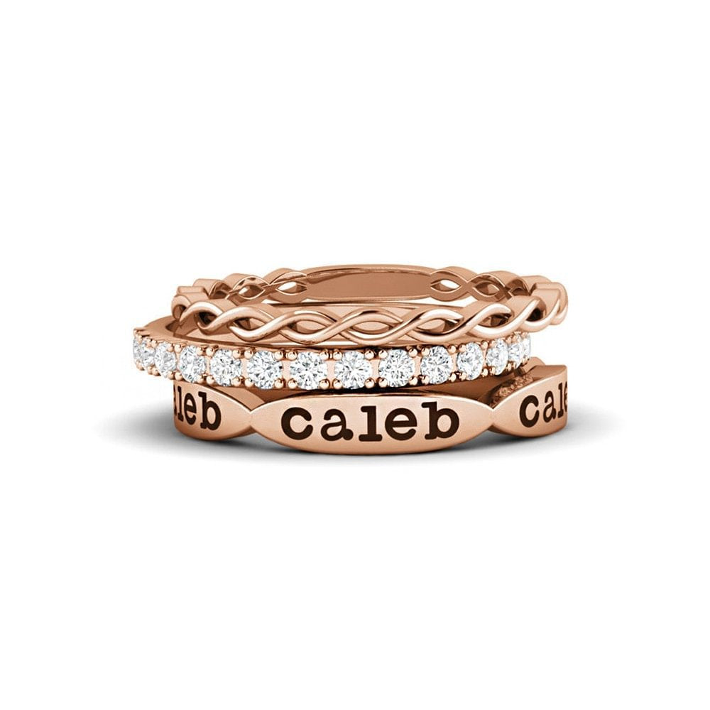 European and American cross-border Mother's Day Father's Day Catching Net Stacking Ring Simple Ring Name Personalization