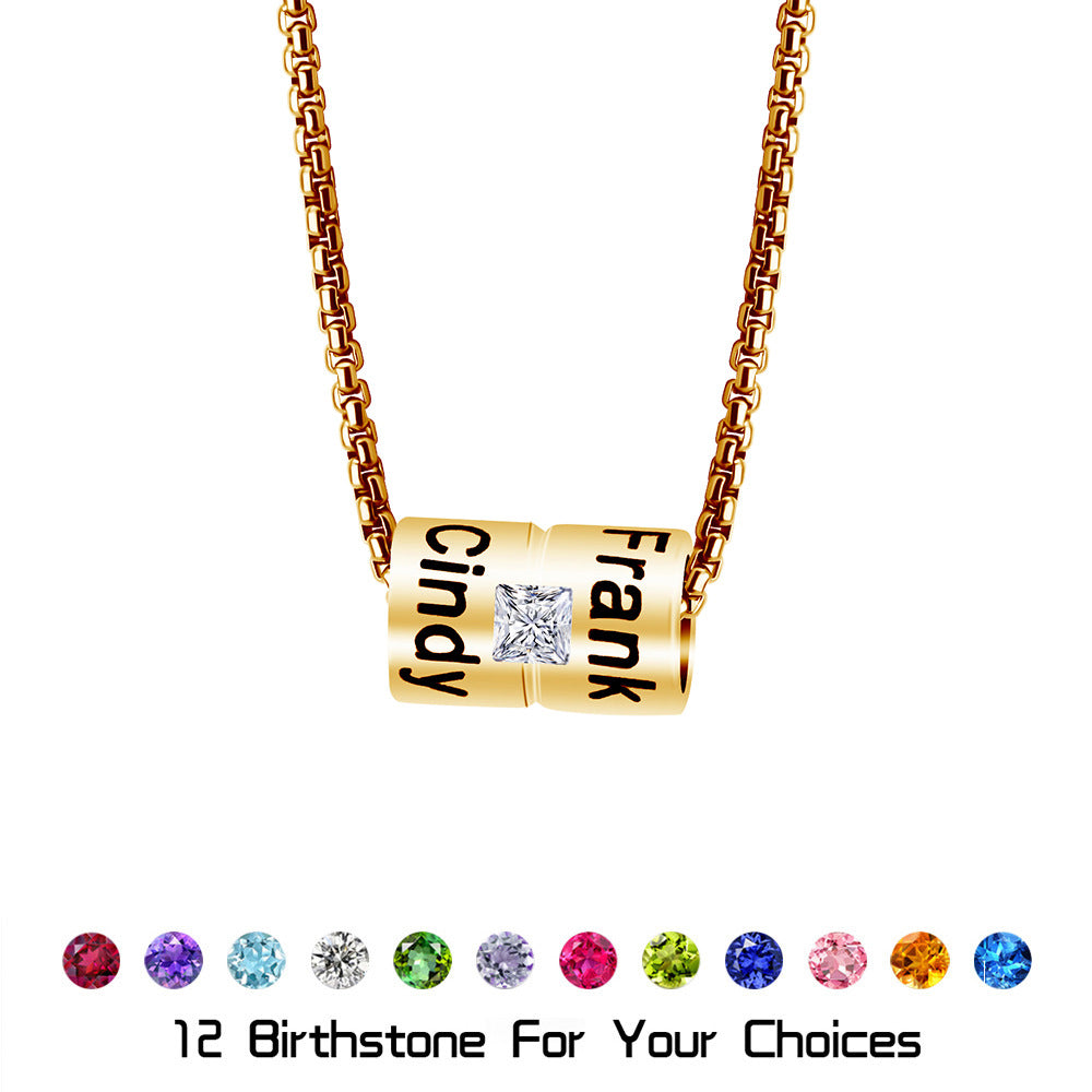 European and American  non-fading copper material, fashionable temperament, versatile women's necklace, engraved name pendant