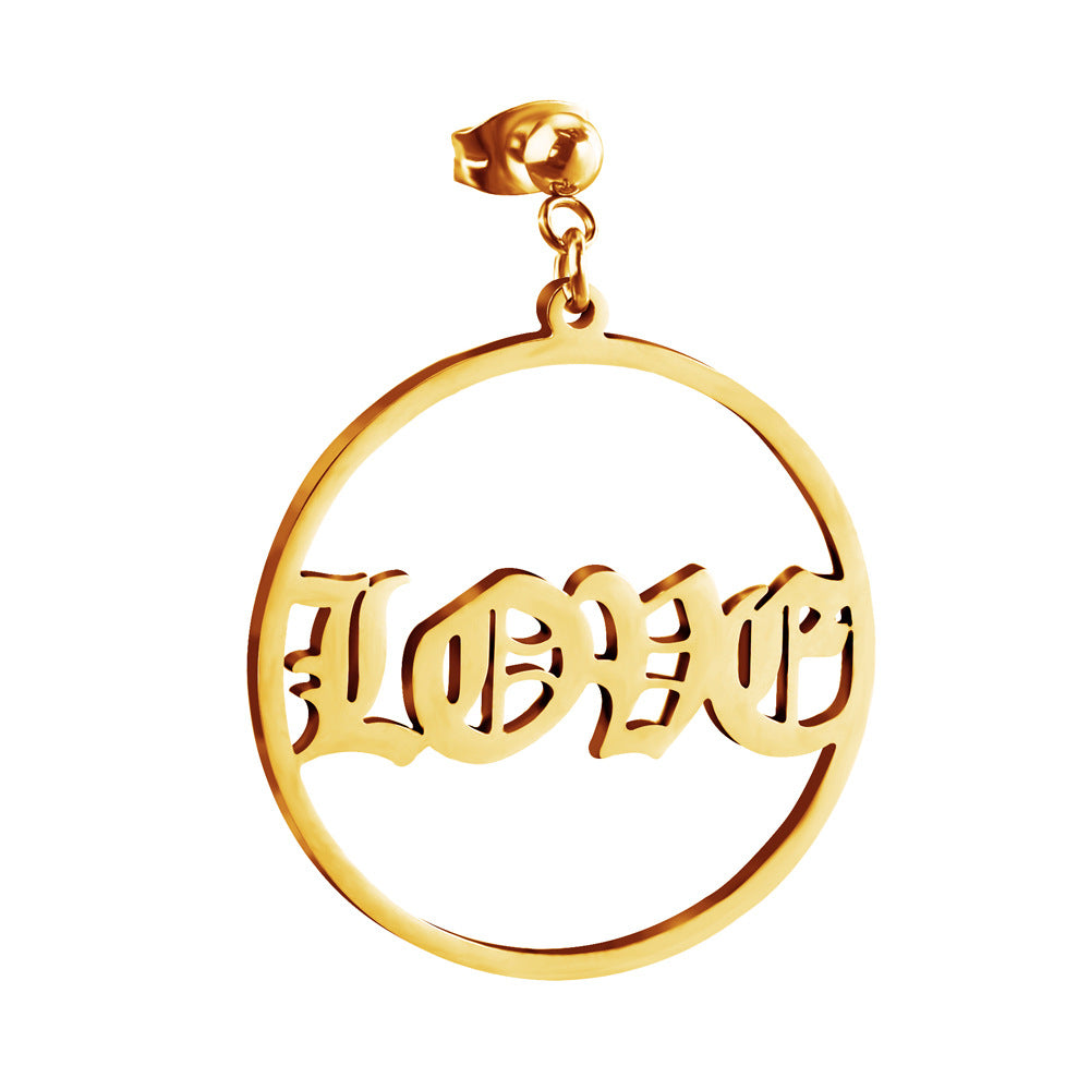 English Round Earrings Creative Personality Cute Women's Earrings Versatile Jewelry Earrings