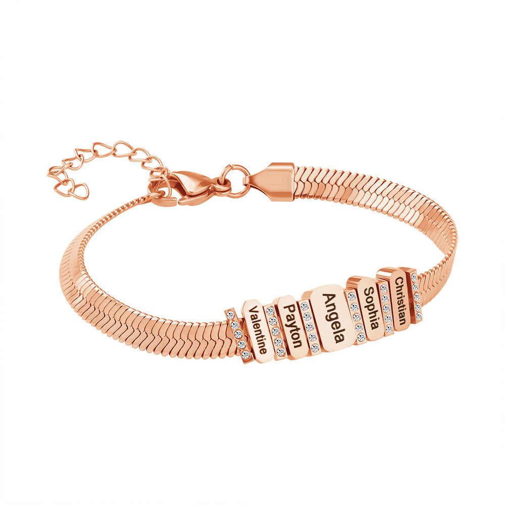European and American new cross-border diamond-encrusted flat snake chain bracelet fashion and versatile letter bracelet hand jewelry