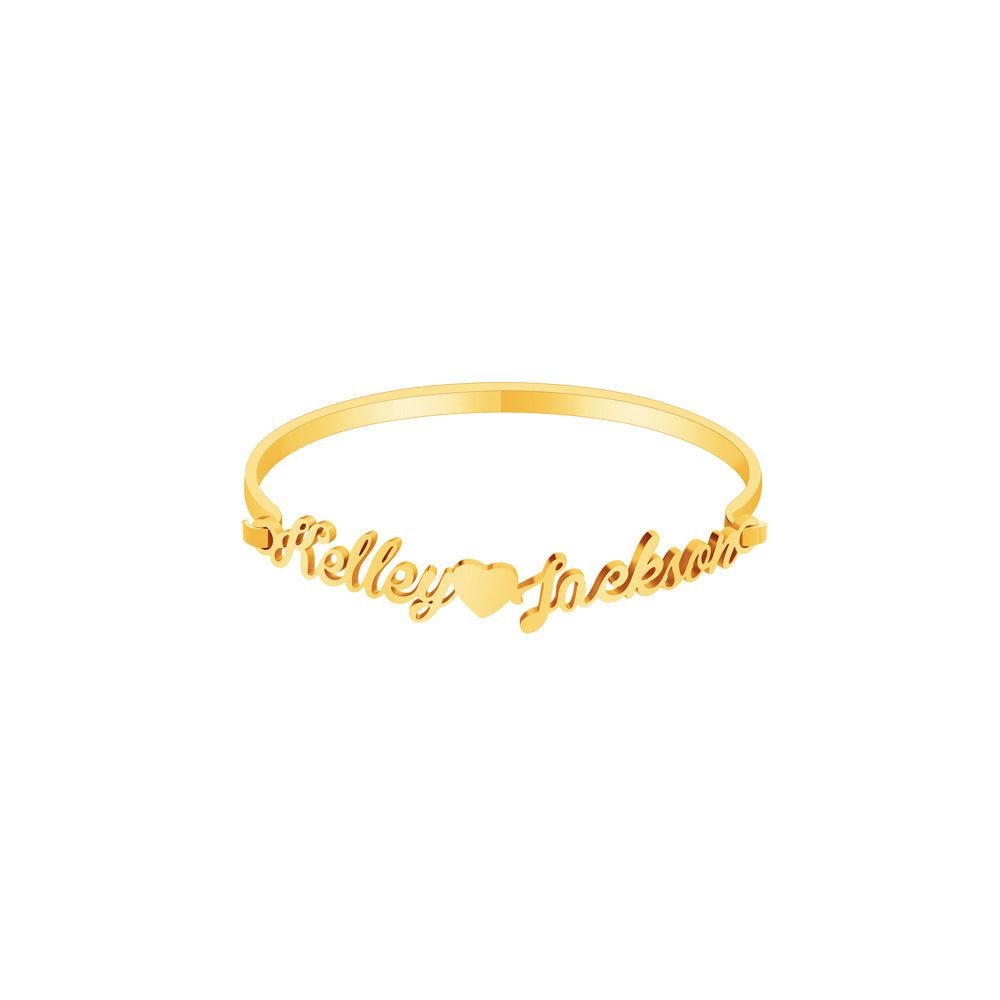 custom cut name bracelet fashion versatile women's stainless steel fashion versatile couple series bracelet
