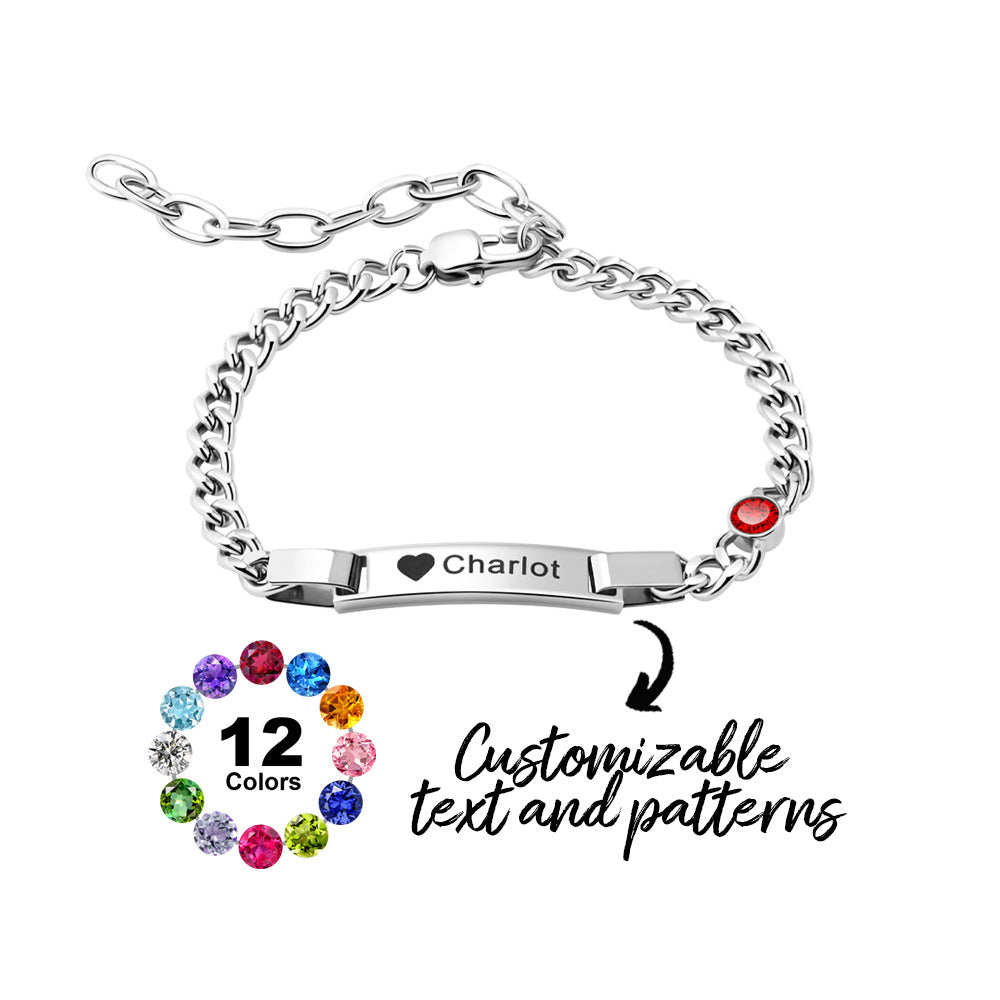 European and American children's personalized lettering with birthstone bracelet  new titanium bracelet jewelry