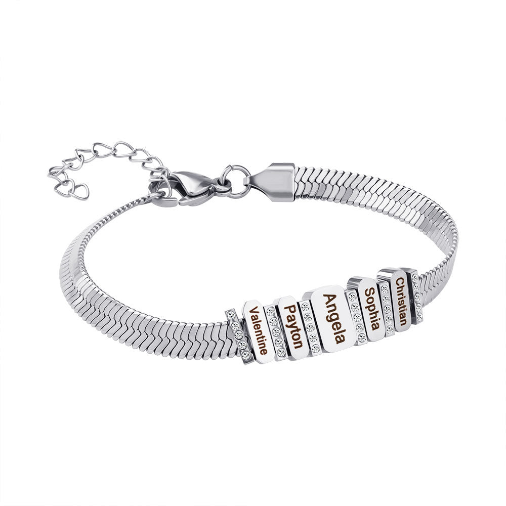 European and American new cross-border diamond-encrusted flat snake chain bracelet fashion and versatile letter bracelet hand jewelry