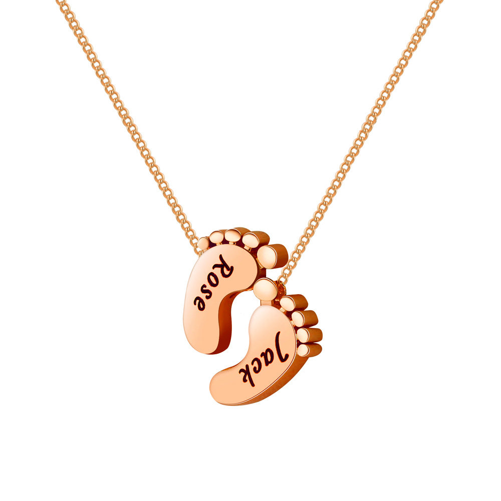Gold lettering small thick foot necklace silver clavicle necklace can be engraved content: Valentine's Day girlfriend pendant
