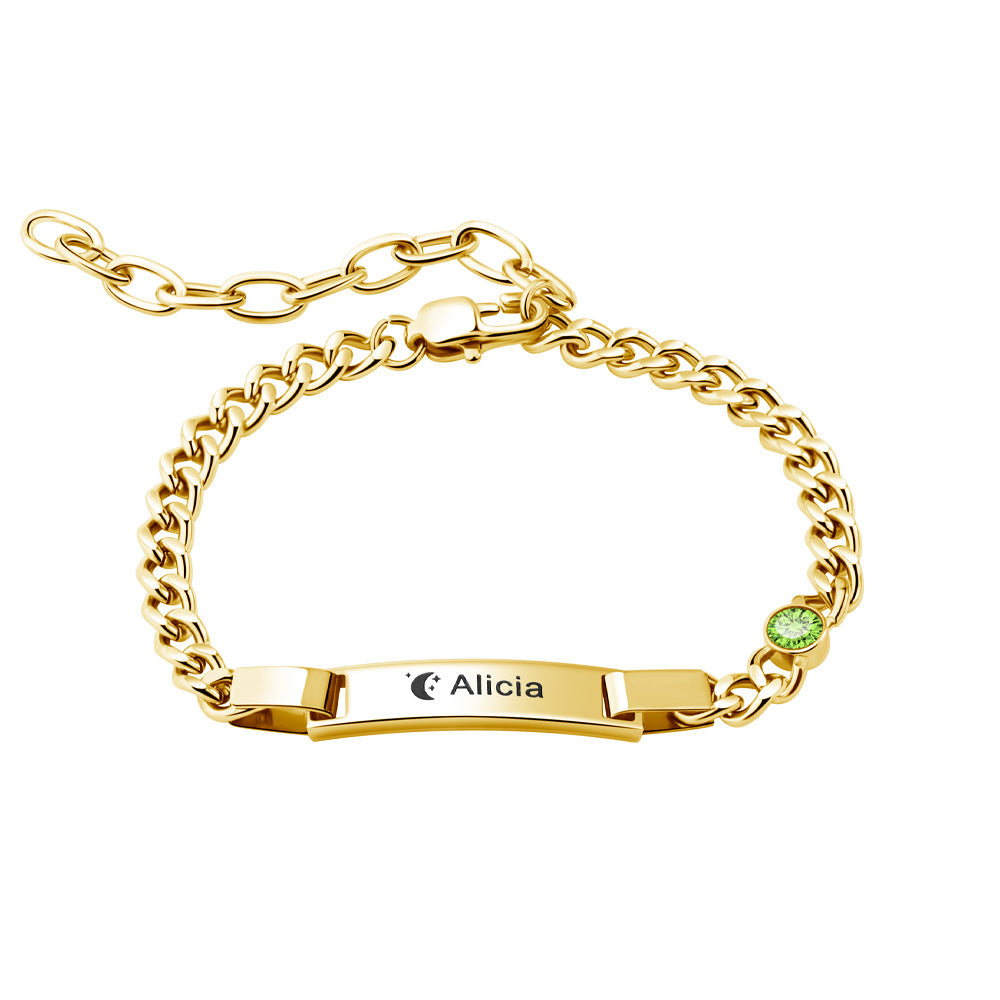 European and American children's personalized lettering with birthstone bracelet  new titanium bracelet jewelry