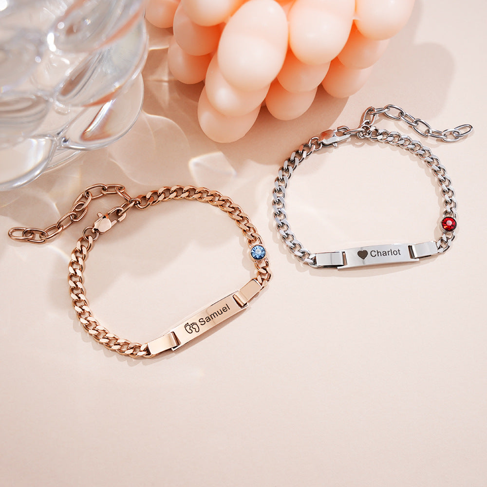 European and American children's personalized lettering with birthstone bracelet  new titanium bracelet jewelry