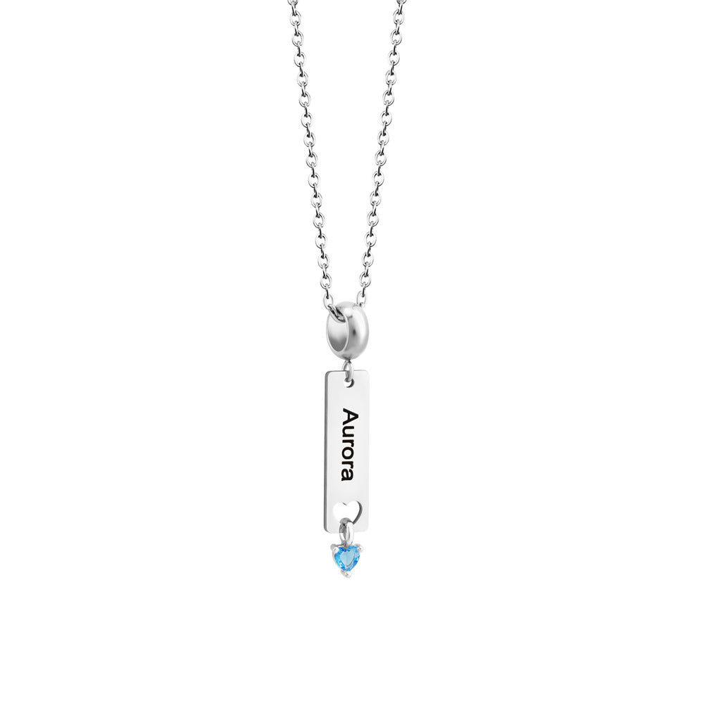 new peach heart birthday diamond clavicle chain birthday gift niche square piece couple necklace accessories can be engraved