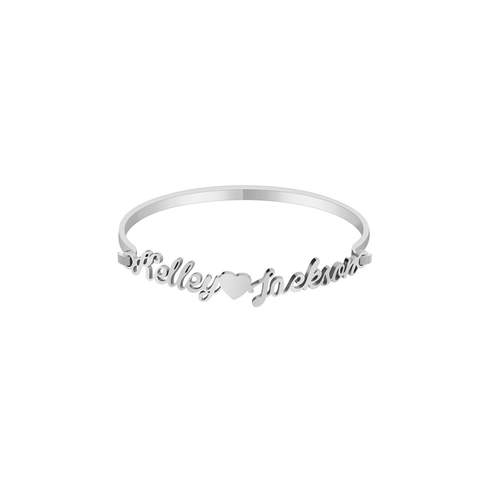 custom cut name bracelet fashion versatile women's stainless steel fashion versatile couple series bracelet