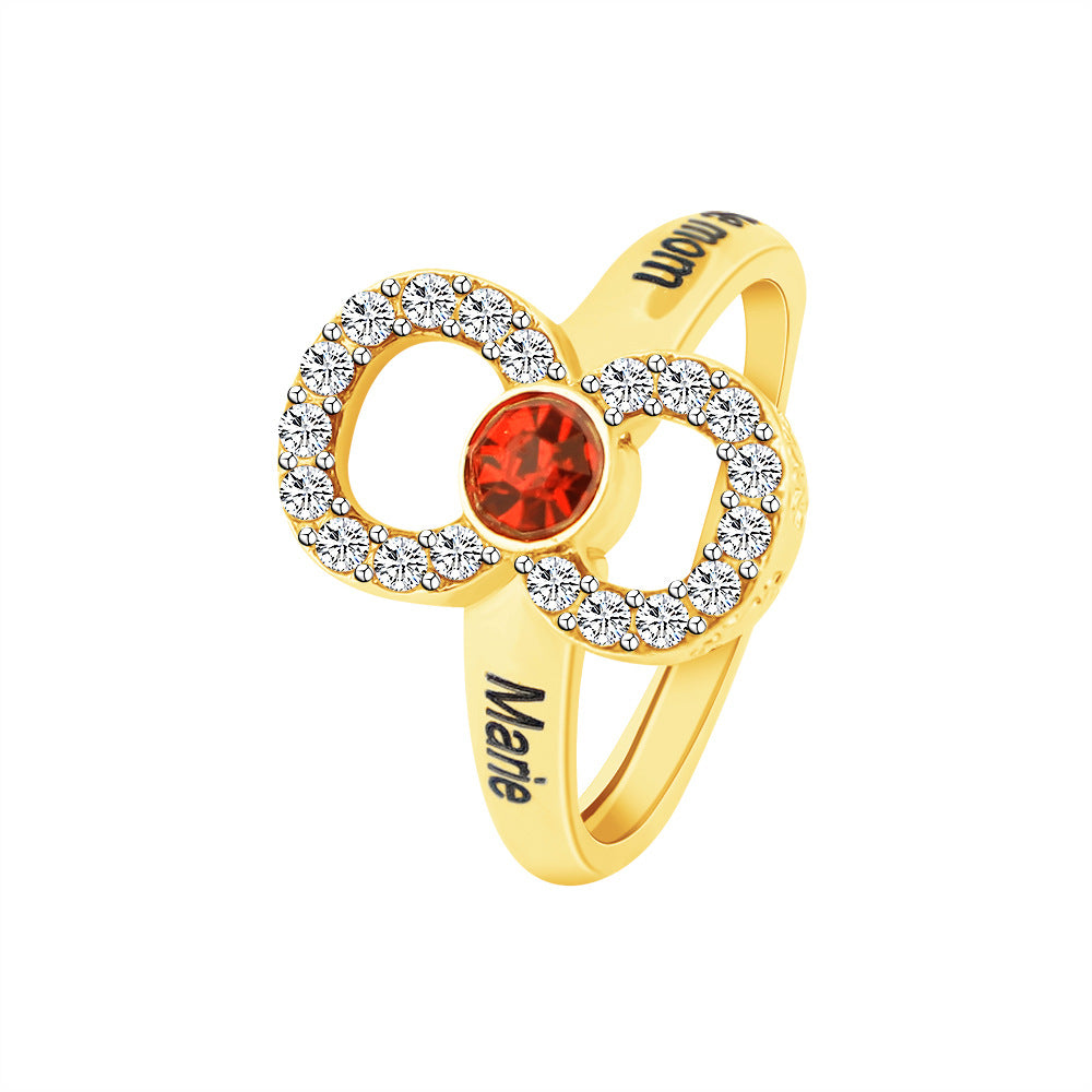 Independent station source, mother's gift, diamond, engraved name ring, material, personality, DIY women's jewelry, hand jewelry
