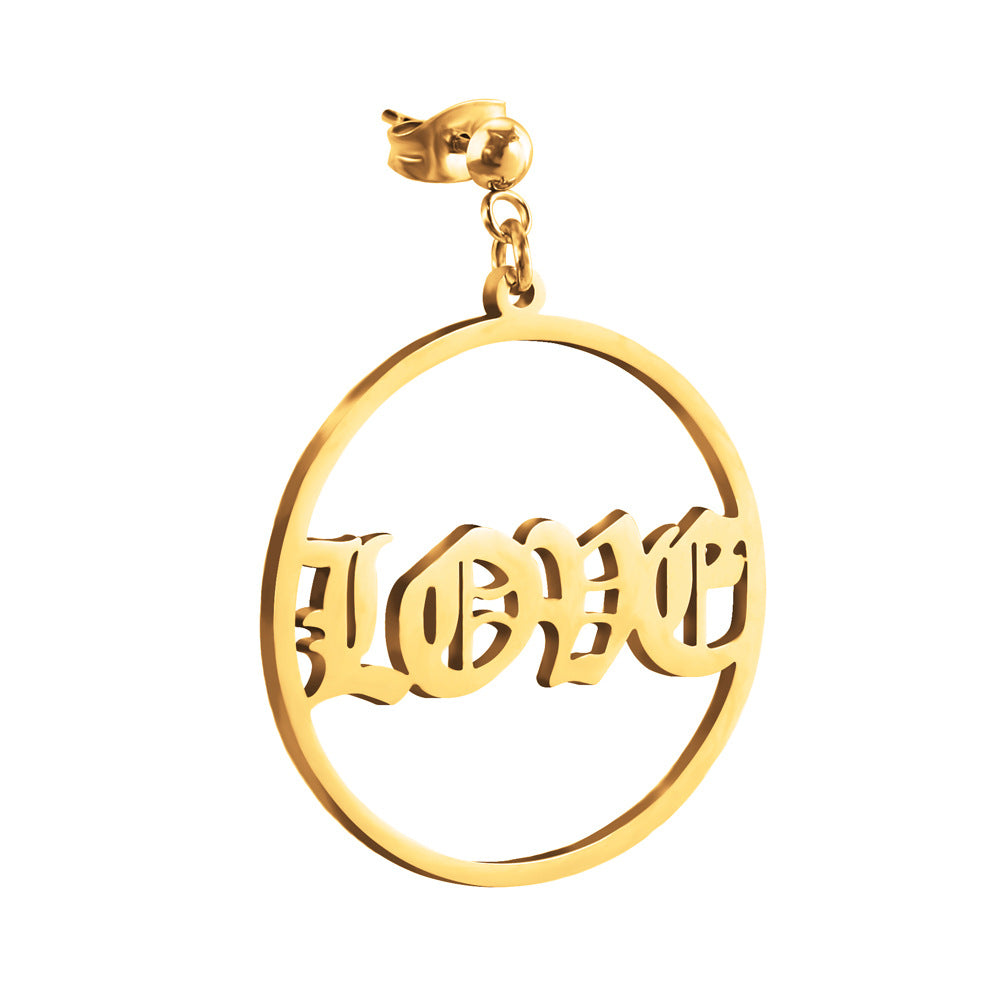 English Round Earrings Creative Personality Cute Women's Earrings Versatile Jewelry Earrings