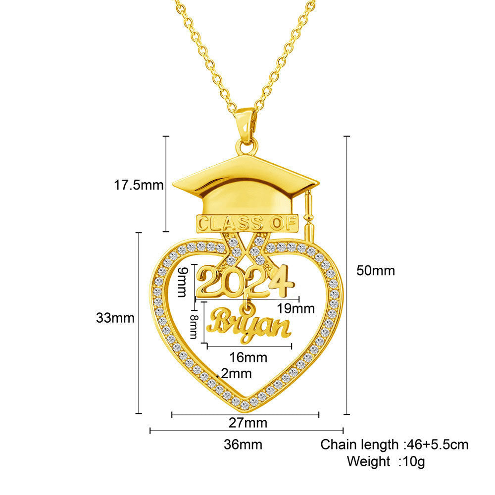 European and American new Dr. Peach Heart Cap Cutting English name DIY necklace Student graduation season commemorative gift