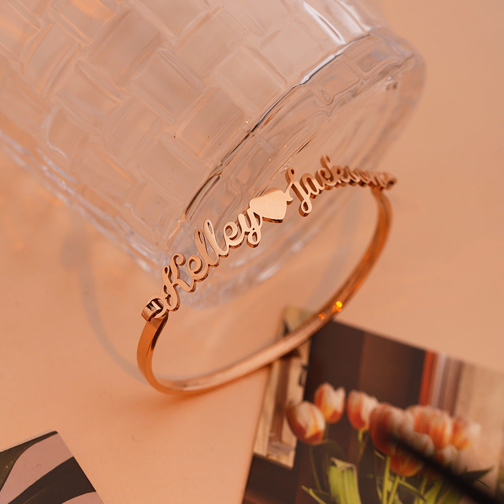 custom cut name bracelet fashion versatile women's stainless steel fashion versatile couple series bracelet