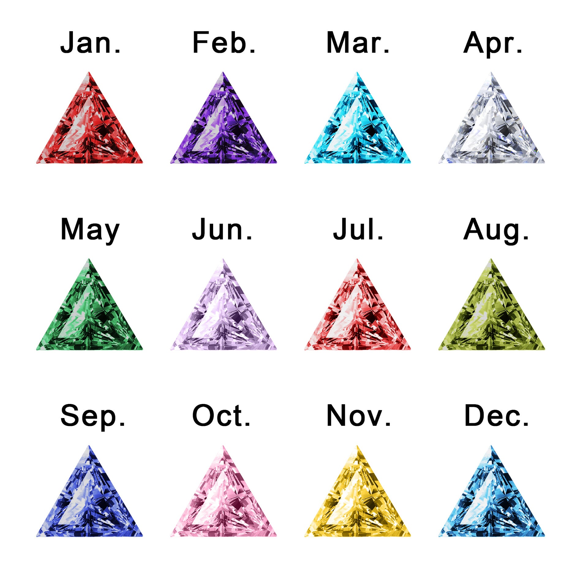 Custom engraved birthstone triangle diamond necklace pendant fashion versatile stainless steel geometric diamond triangle earrings