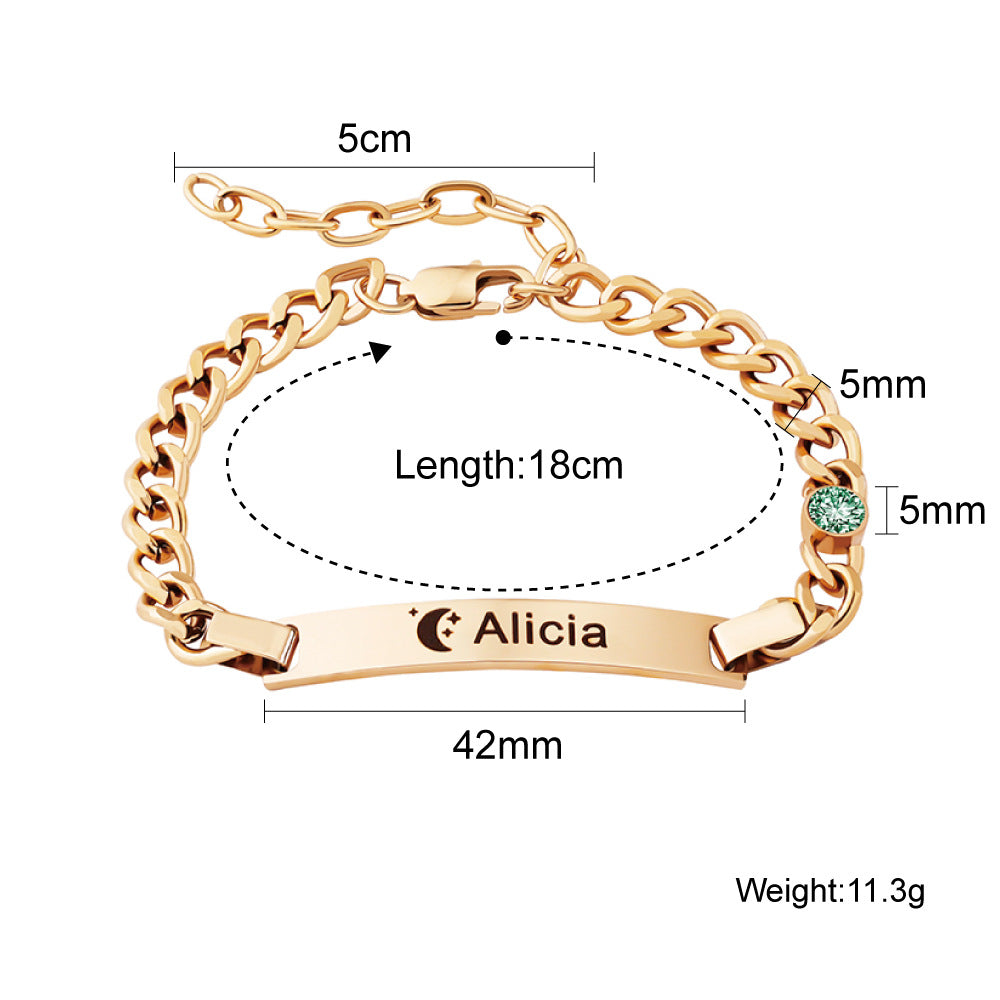 European and American children's personalized lettering with birthstone bracelet  new titanium bracelet jewelry