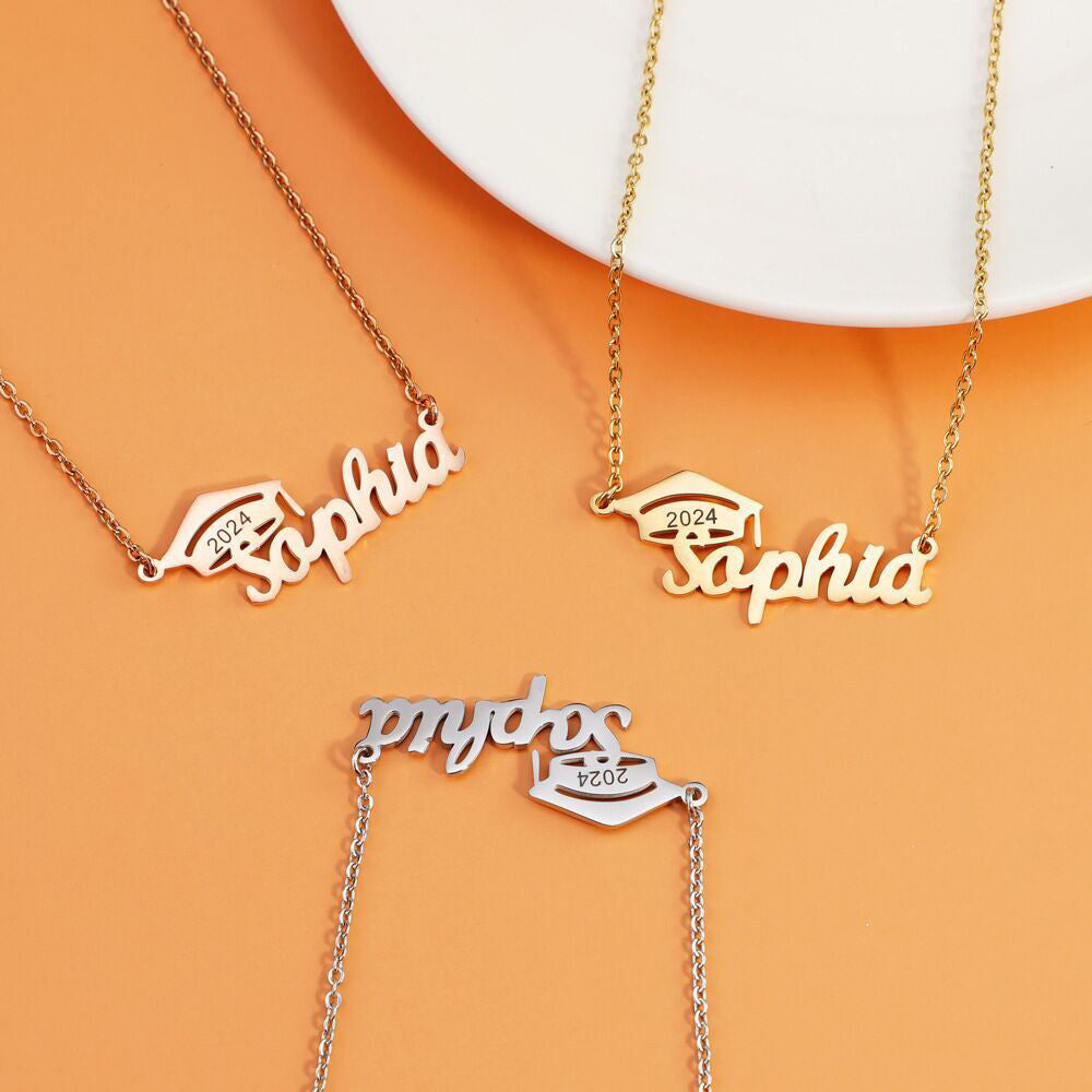 Titanium silver necklace bachelor cap graduation cap 2025  college student graduation commemorative gift doctor cap necklace