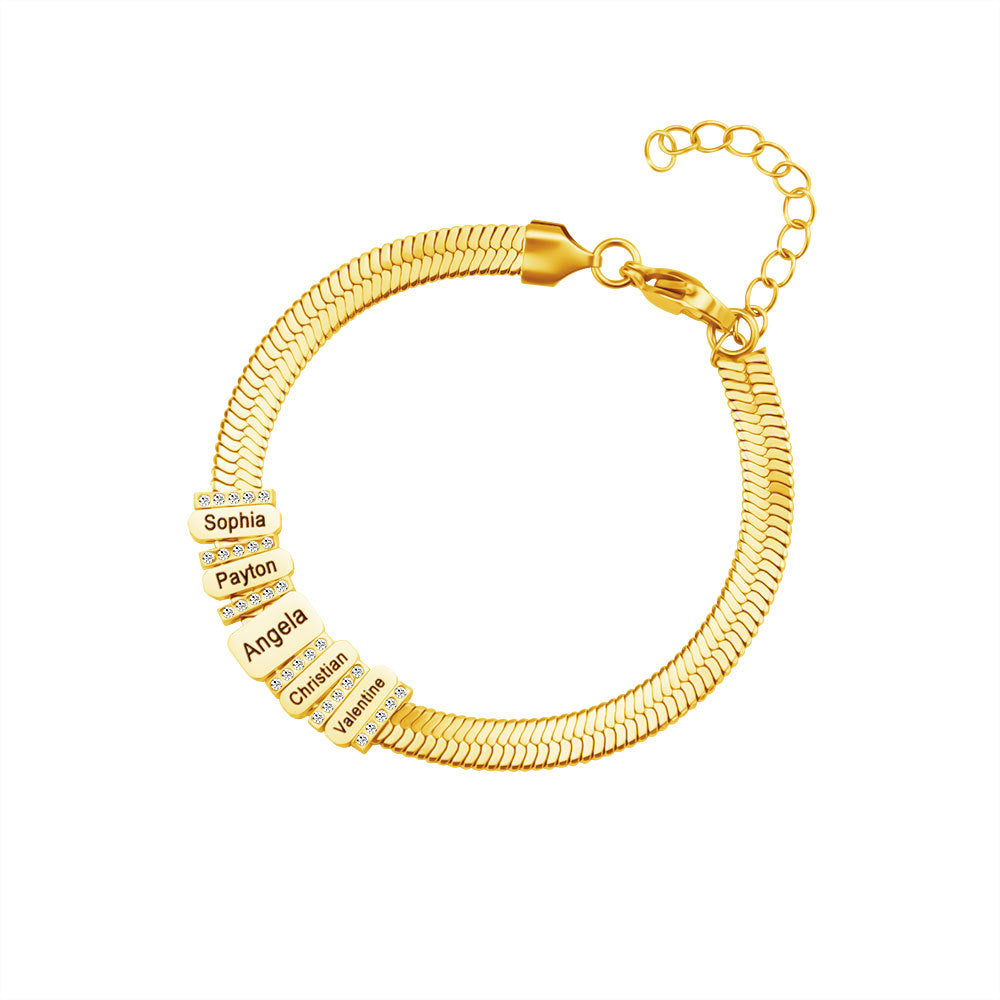 European and American new cross-border diamond-encrusted flat snake chain bracelet fashion and versatile letter bracelet hand jewelry