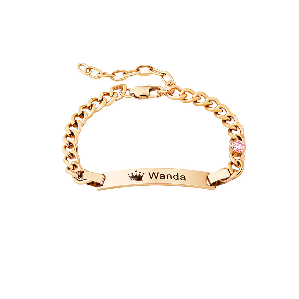 European and American children's personalized lettering with birthstone bracelet  new titanium bracelet jewelry