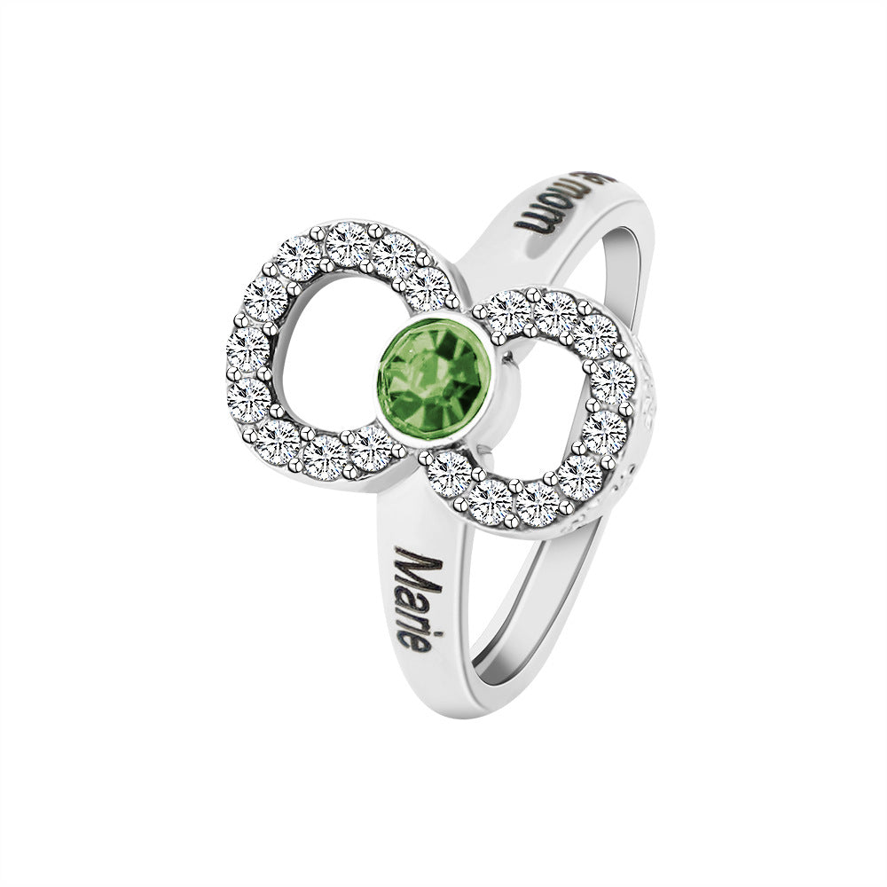 Independent station source, mother's gift, diamond, engraved name ring, material, personality, DIY women's jewelry, hand jewelry